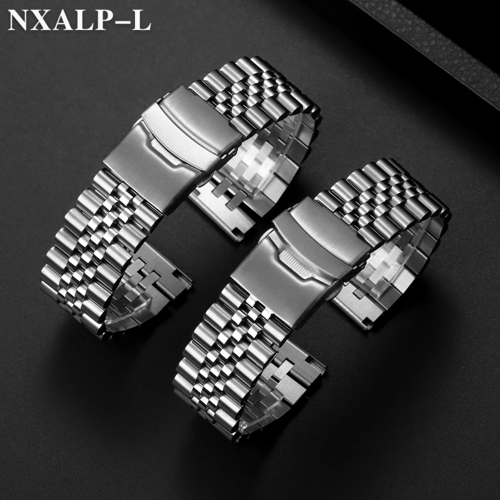 Straight End Solid Stainless Steel Strap for Seiko SKX007 SKX009 for Jubilee Metal Watch band 18/19/20/21/22/23/24mm Bracelet