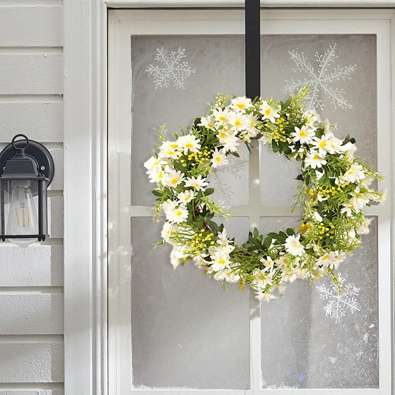 

New Simulation Daisy Garland Simulation Plant Artificial Flower Decoration Pendant White and Yellow Garland Front Door Pendant