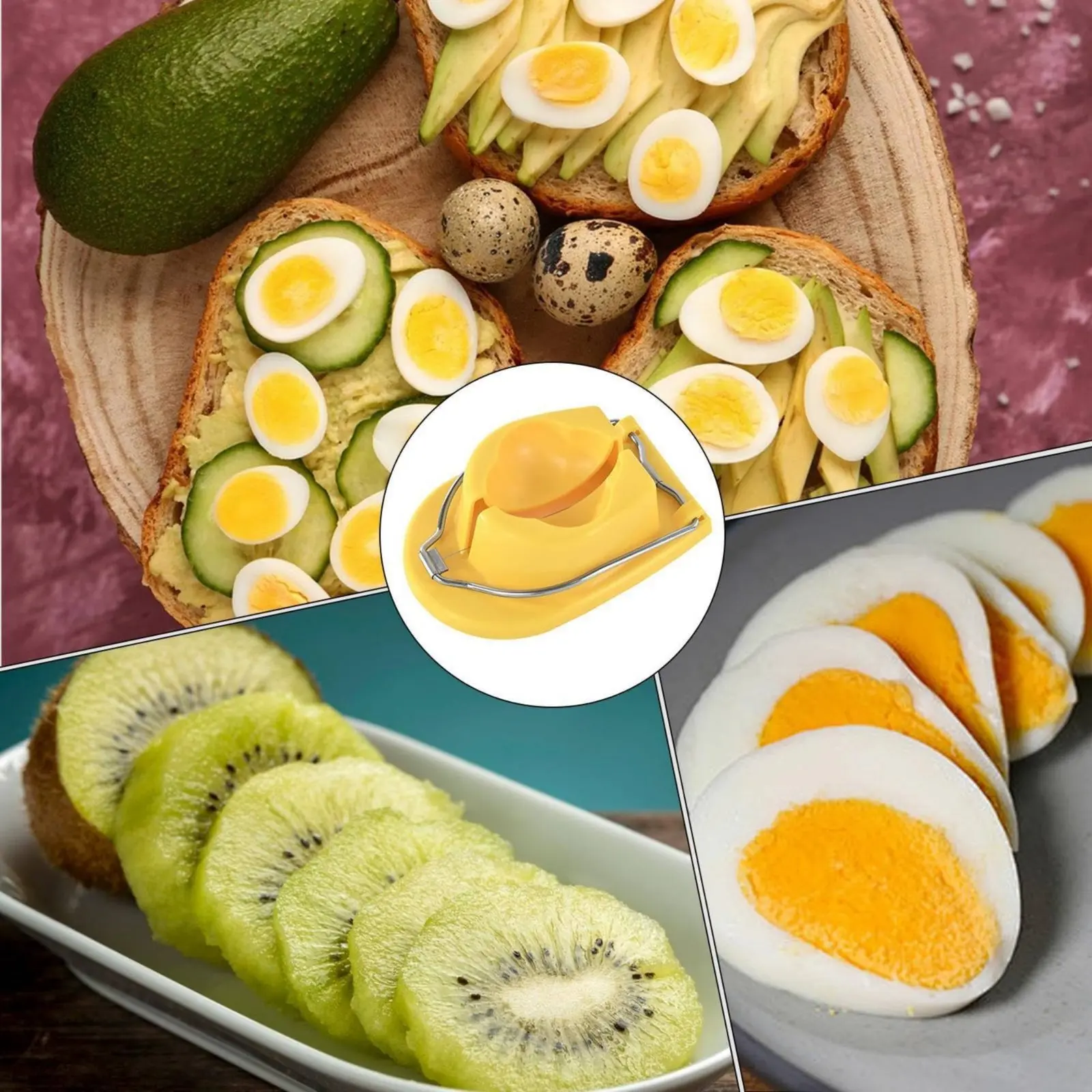 

Stainless Steel Wire Ovum Cutter Non-Slip Base Kitchen Gadget for Home