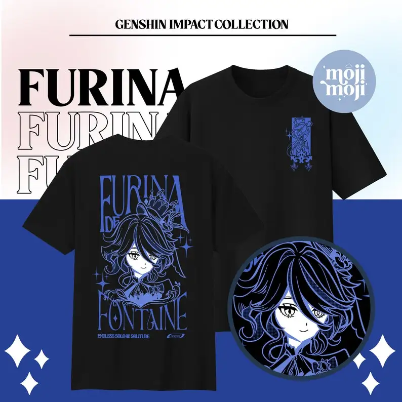 Camiseta Impact Furina, Mercancía de Furina Genshin, Mercancía con temática de Fontaine, Camiseta para Gamers, Regalos para Gamers, Hydro Archon, Focalors