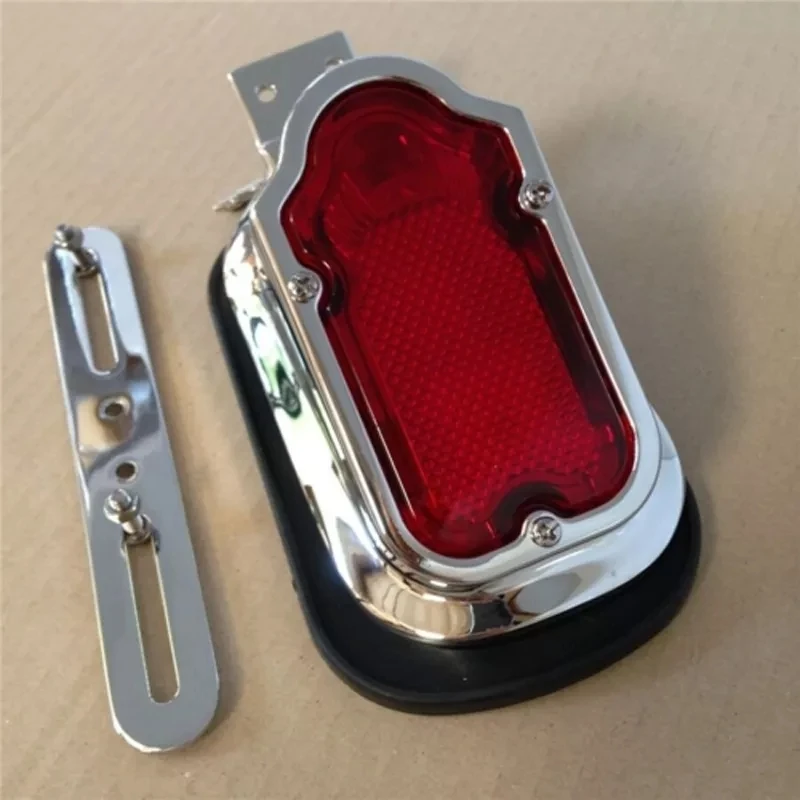 Motorcycle Chrome Red Tombstone Brake Tail Light Signal For Harley Bike Aluminiu