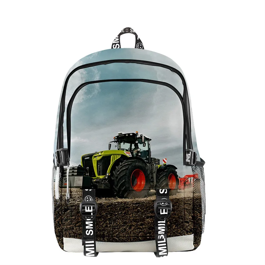 Novelty Tractor Pattern men women Backpack Fabric Oxford School Bag 3D Style Teenager boys girls children Bag Travel Backpack