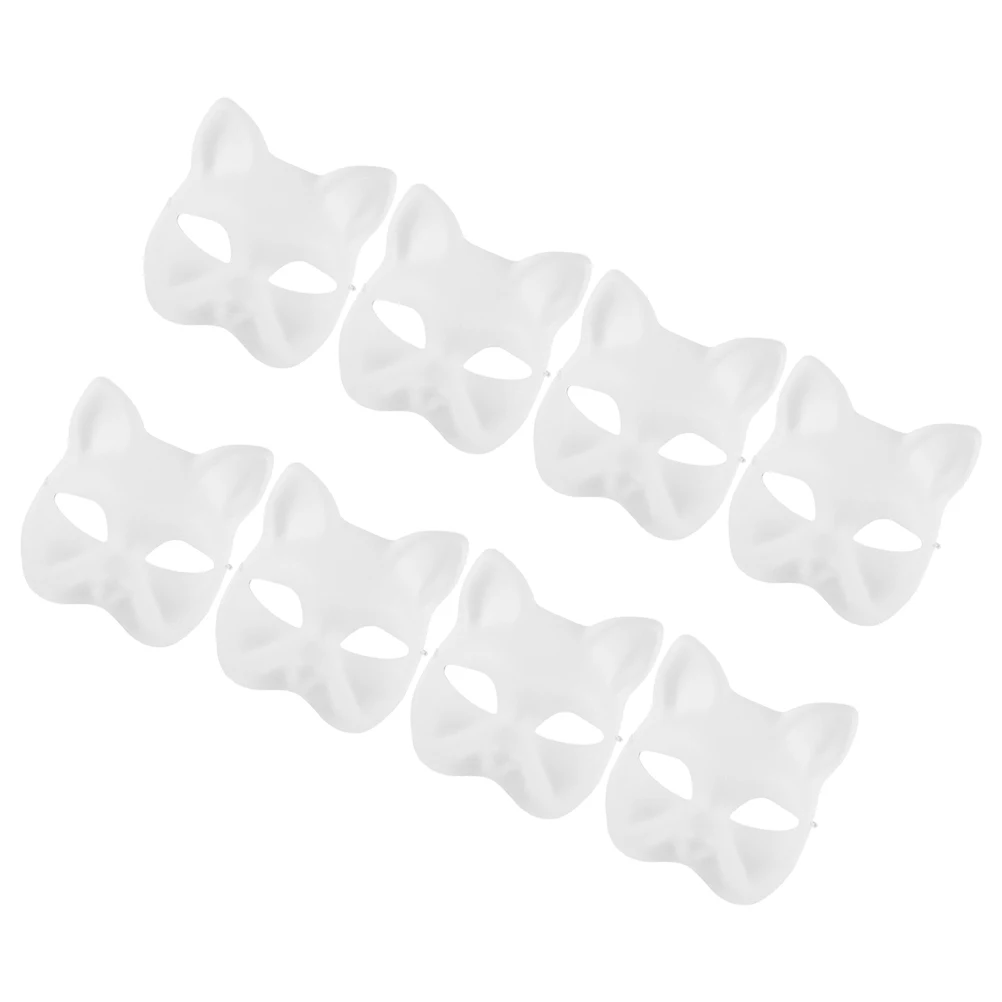 7-teiliges Maskenhandwerk, leere Anziehmasken, Malerei, Abschlussball, Katzengesicht, DIY-Maskerade, weißes Papier, Graffiti, für Männer und Frauen