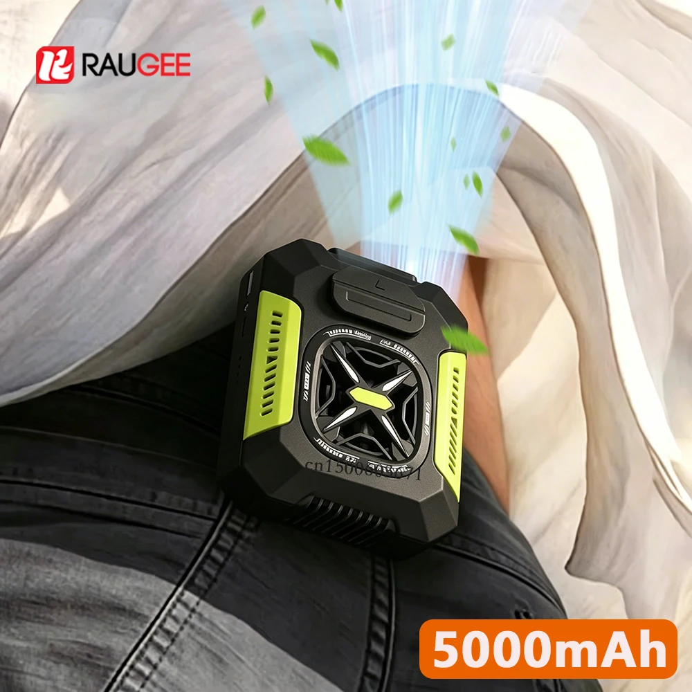 Portable Waist Fan Mini Neck Hanging Fan Wearable Body Clip Fan For Outdoor Camping USB Rechargeable Shirt Fan 5000mAh