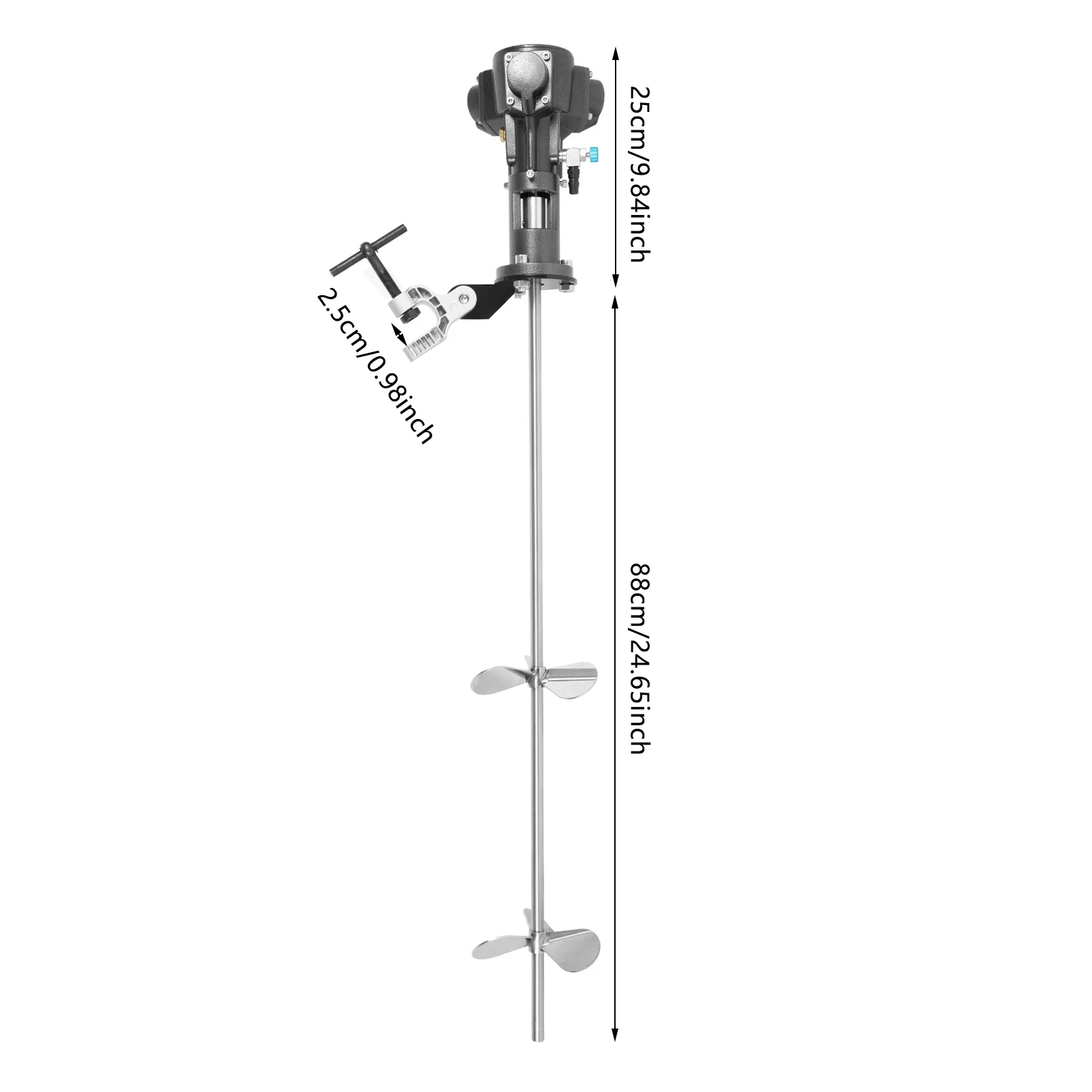 Pneumatic Perches Mixer, 1/2 HP, 2000 RPM, Stainless Steel Impeller, Safe and Efficient