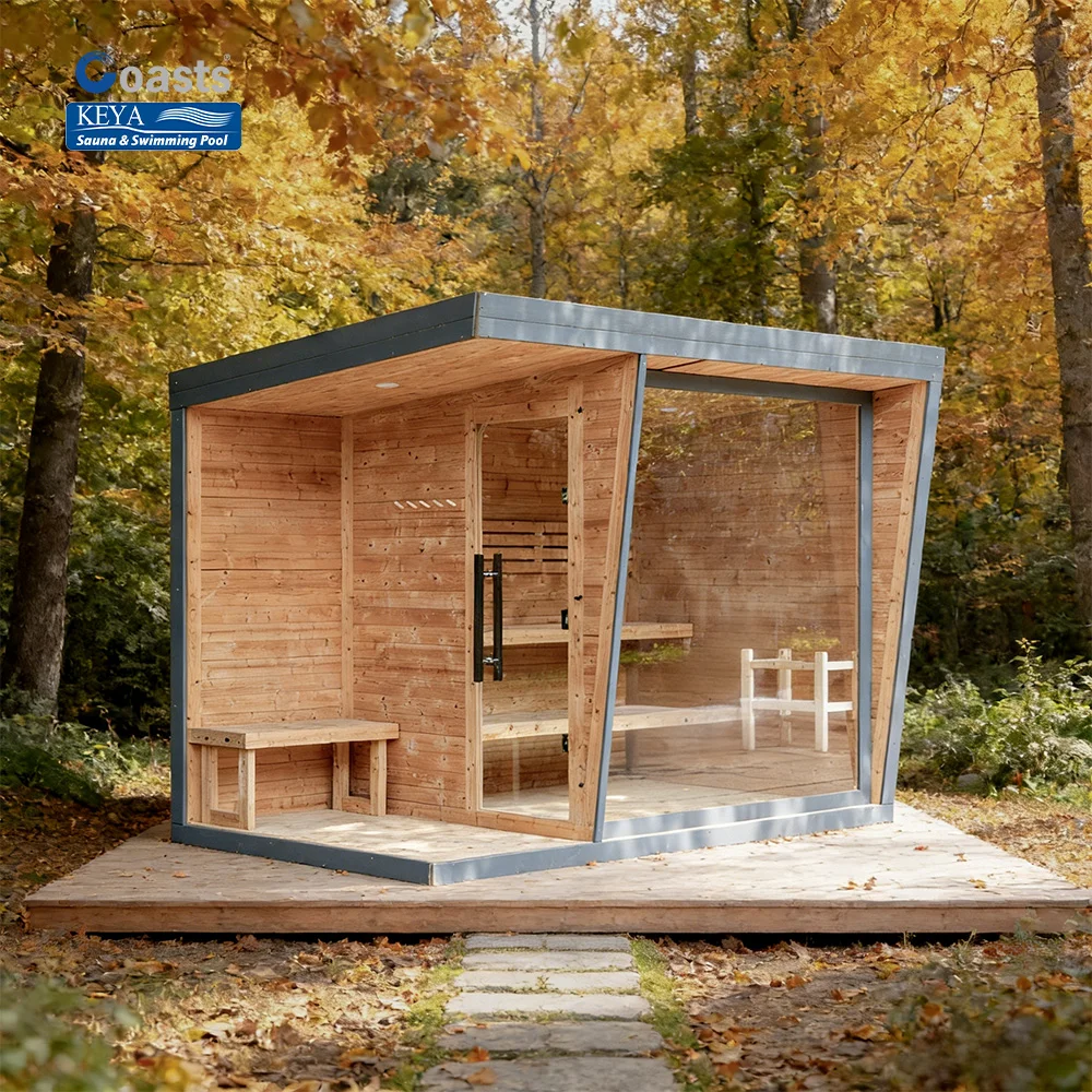 High Quality Solid Wood Outdoor Spa Sauna Outdoor Steam Sauna Outdoor Wood Sauna for 2-4 Person Use