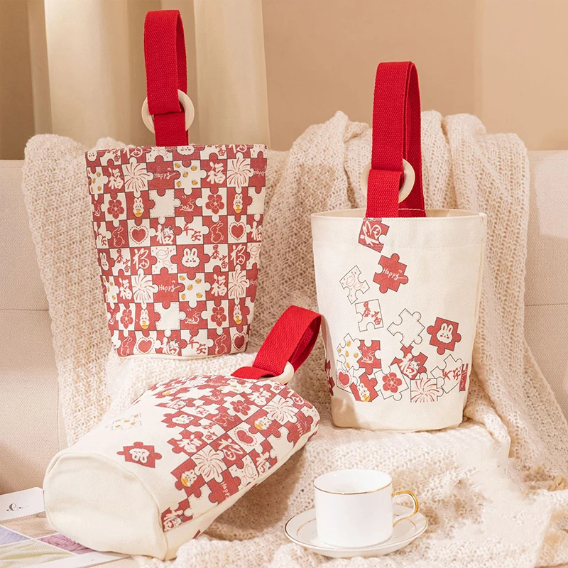กระเป๋าถือผ้าใบขนาดเล็กลายตัวต่อจิกซอว์กระเป๋าโท้ทกระเป๋าถือพกพาได้กระเป๋าช้อปปิ้งเป็นมิตรกับสิ่งแวดล้อมกระเป๋าใส่ข้าวกลางวันขนาดเล็ก