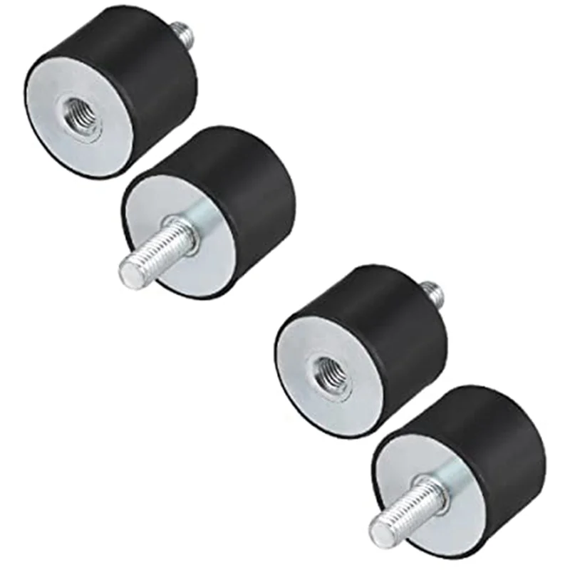 4Pcs M8 Thread with Studs 40mm x 30mm Cylindrical Shock Absorber Rubber Mounts, Vibration Isolators Steering Damper