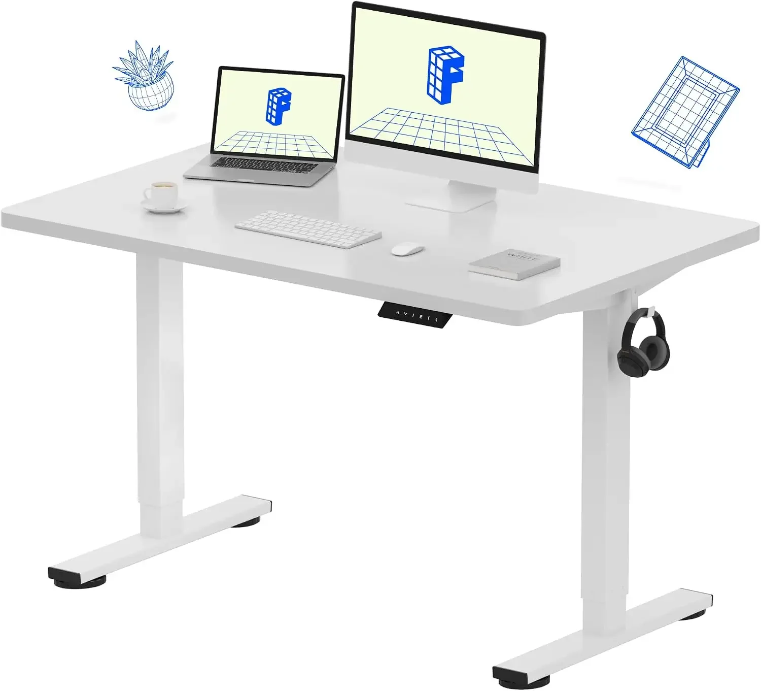 EN1 One-Piece Standing Desk, Electric Adjustable with 4 Memory Presets, 176 LBS Capacity, Stable & Quiet, Seamless Desktop