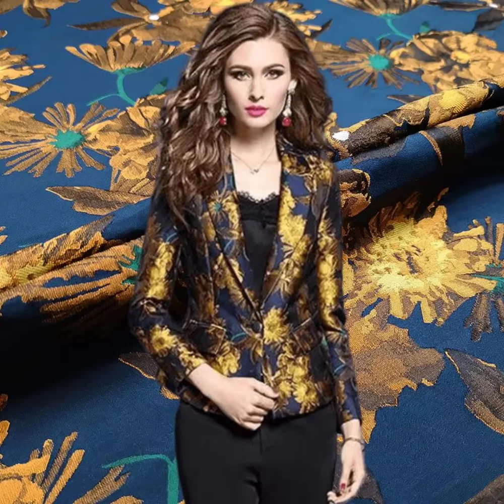 

European Three-dimensional Color Jacquard Brocade Fabric Suit Windbreaker Tang Suit Cloth Material for diy Sewing Per Meter