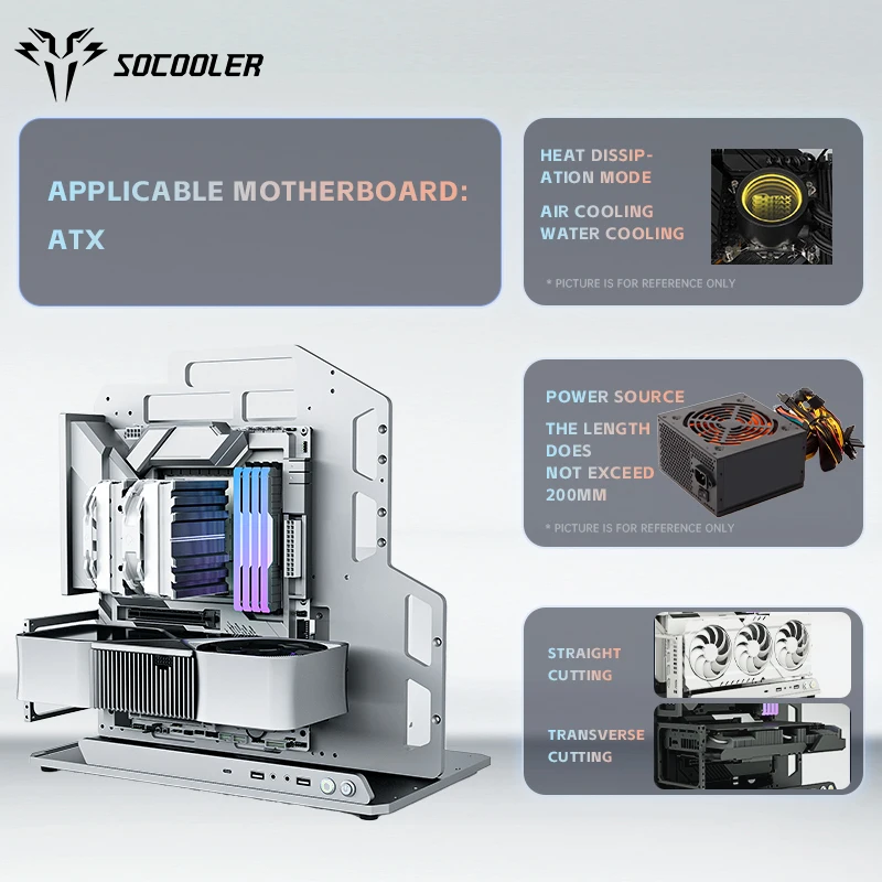 New Arrival Socooler Personalized and beautiful Pc gaming case Support video card video game computer cases User friendly design