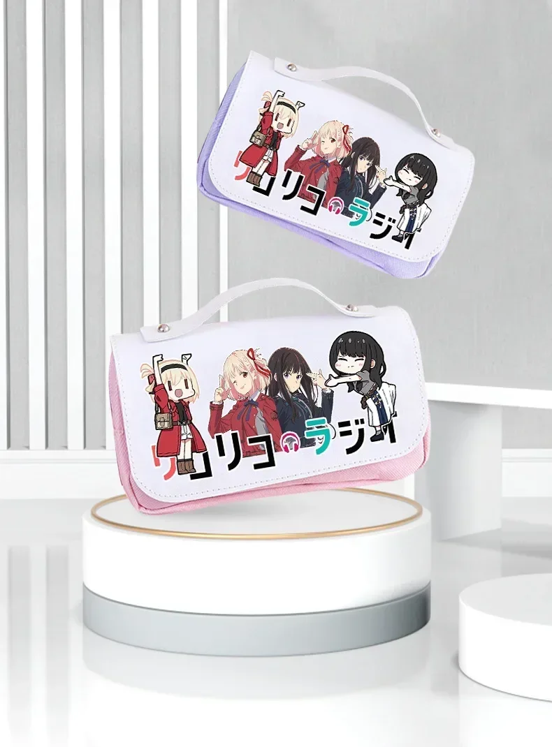 Anime Lycoris Recoil Cosplay Pencil Bag Oxford Cloth PU Leather Flip Pen Bag Back To School Supplies Kawaii Pencil Pouch image 2