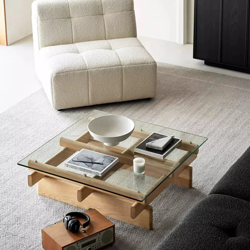 Modern wabi-sabi wind grid building block coffee table creative designer