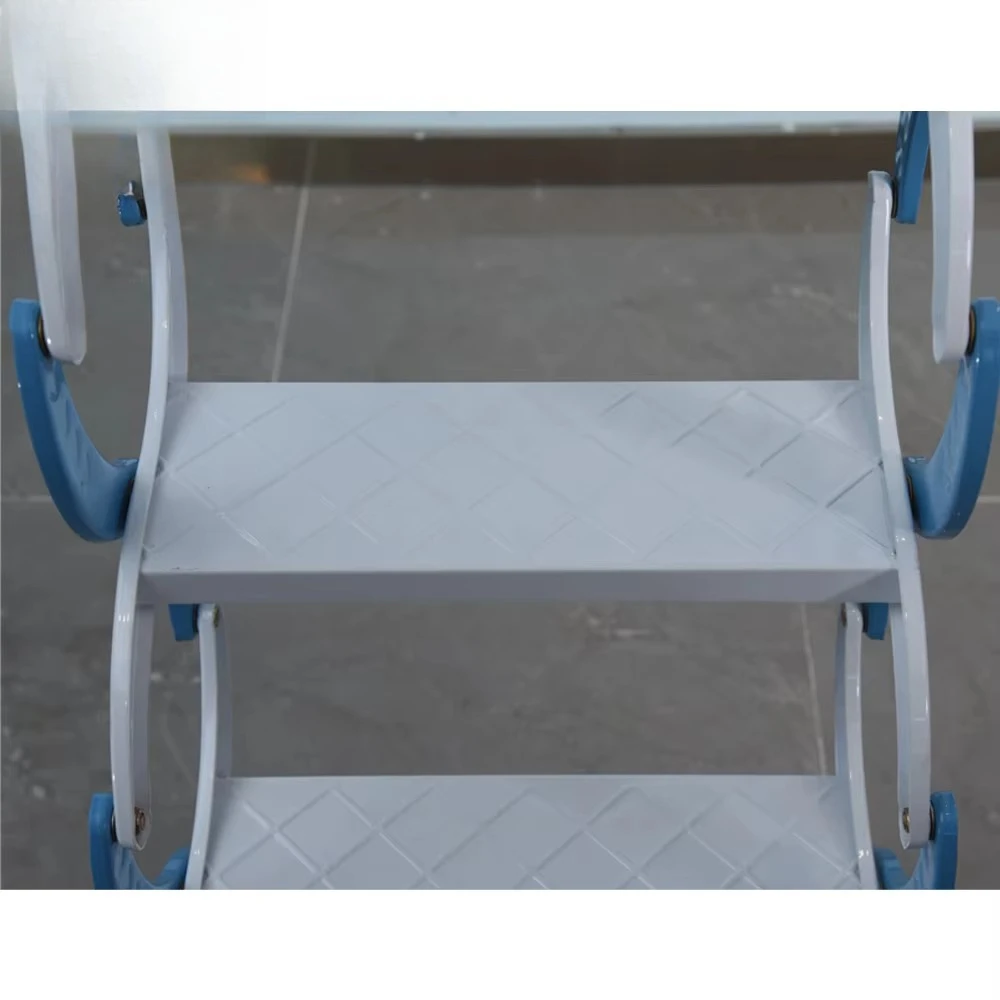 Carbon Steel Blue Manual Telescoping Upright Folding Attic Ladder