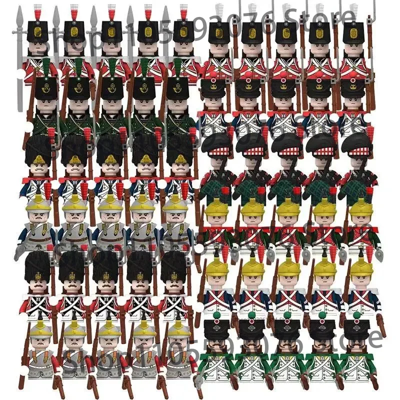 Juego de 5/6 Piezas de Bloques de Construcción de Soldados Militares de las Guerras Napoleónicas, Francés, Prusiano, Británico, Ruso, Polaco, Fusileros, Rifles, Ladrillos de Juguete