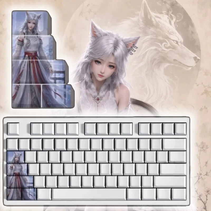 Han Liyin Month Theme Anime Keycaps Mechanical Keyboard Accessories Original PBT Custom Cute PC Game Keyboard Collection Gift