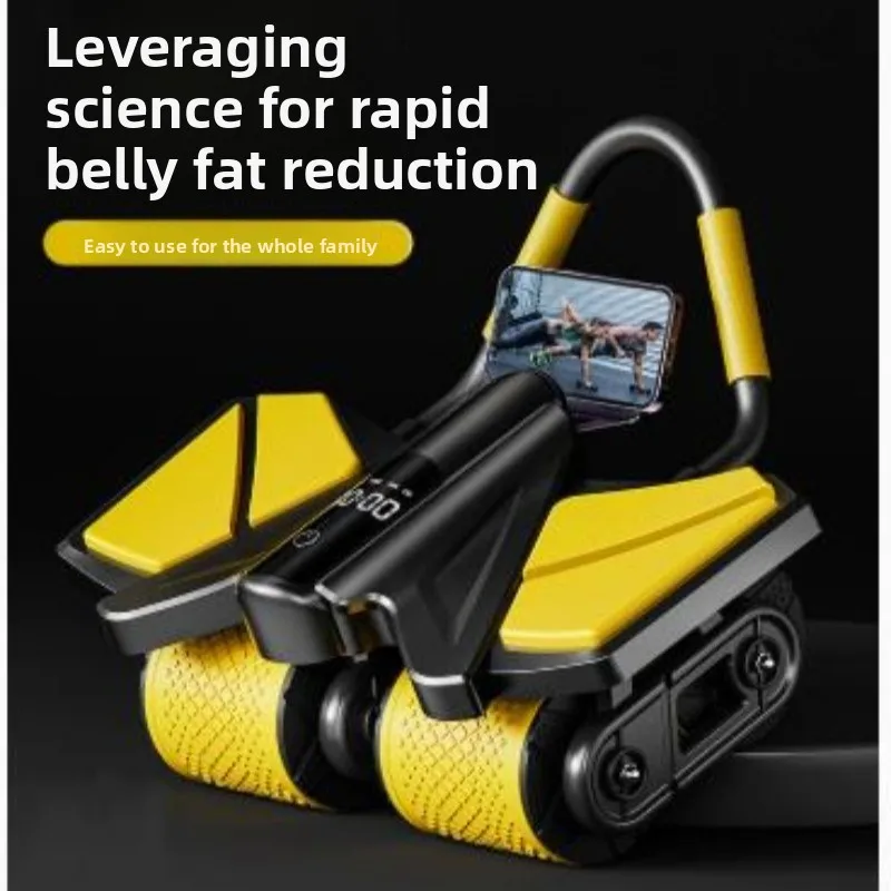 New Four-Wheel Auto Rebound Abdominal Roller Portable Fitness Equipment for Men Women Abdominal Crunch Slim Belly Workout