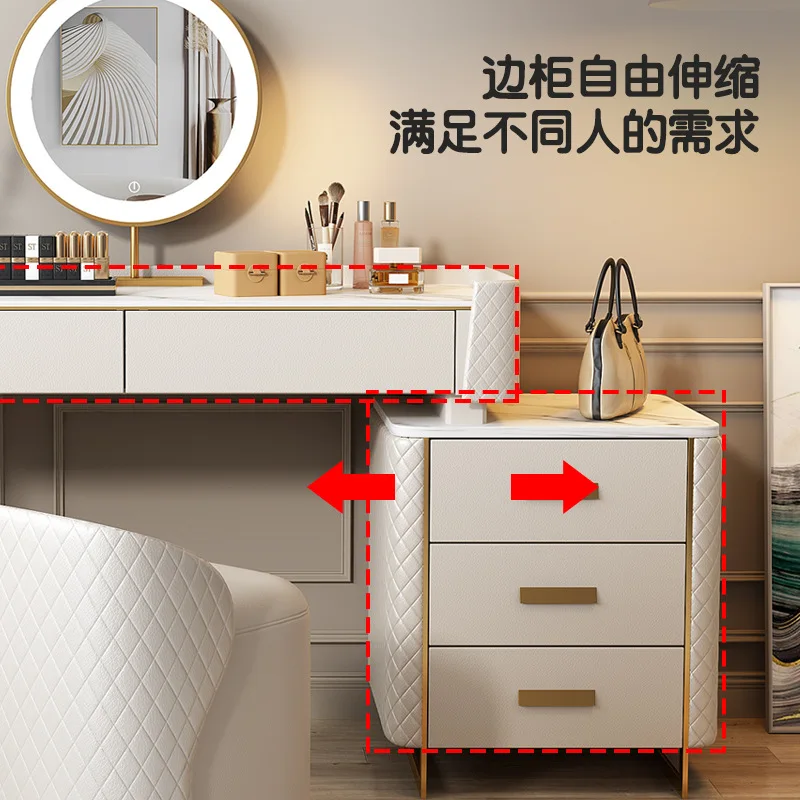 Light luxury rock slab dresser storage cabinet integrated small apartment bedroom makeup table mirror cabinet
