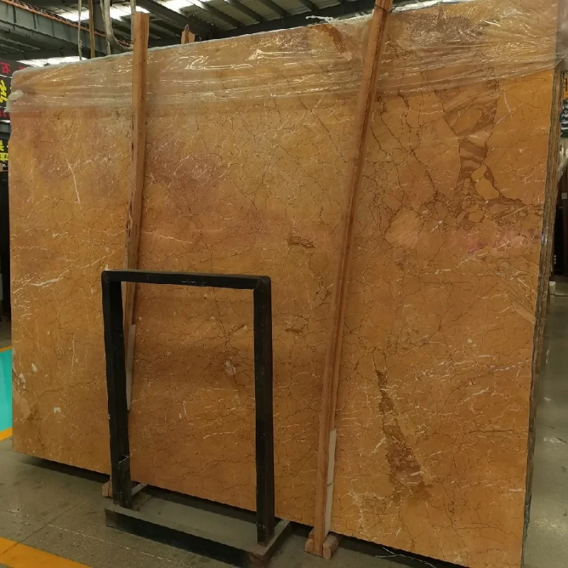 custom.Rosso Golden Marble Natural Stone Modern Stairs Indoor Wooden Stair Stringers Industrial Style Indoor Staircase fo