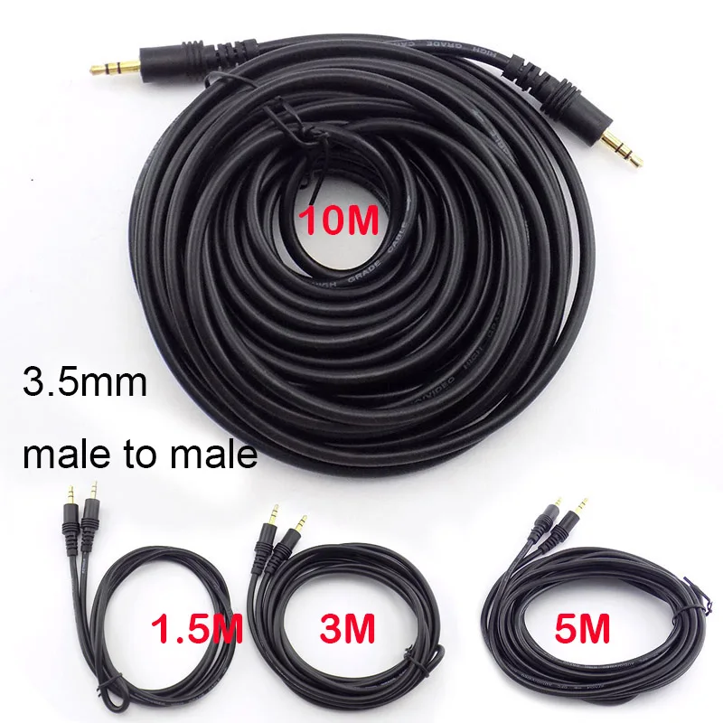 1.5/3/5/10/15/20M 3.5mm Stereo Male to Male Jack Audio Aux cable Extension Cable Cord for Computer Laptop MP3/MP4 E3