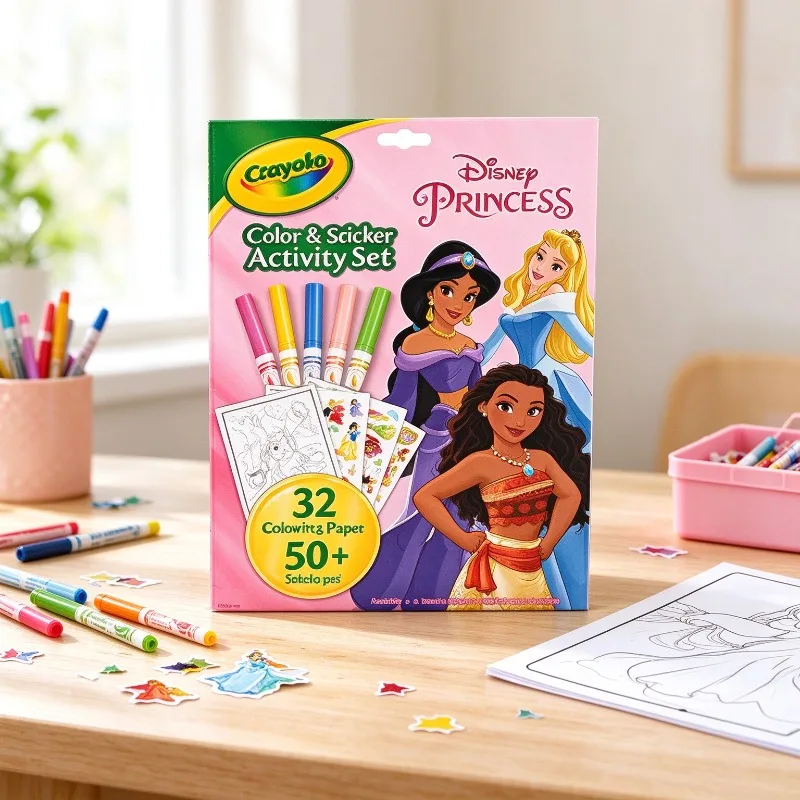 Crayola Coloring Sticker Activity Set with Markers, Disney Princess Frozen Paw Patrol Baby Shark Drawing Art Kit Birthday Gift