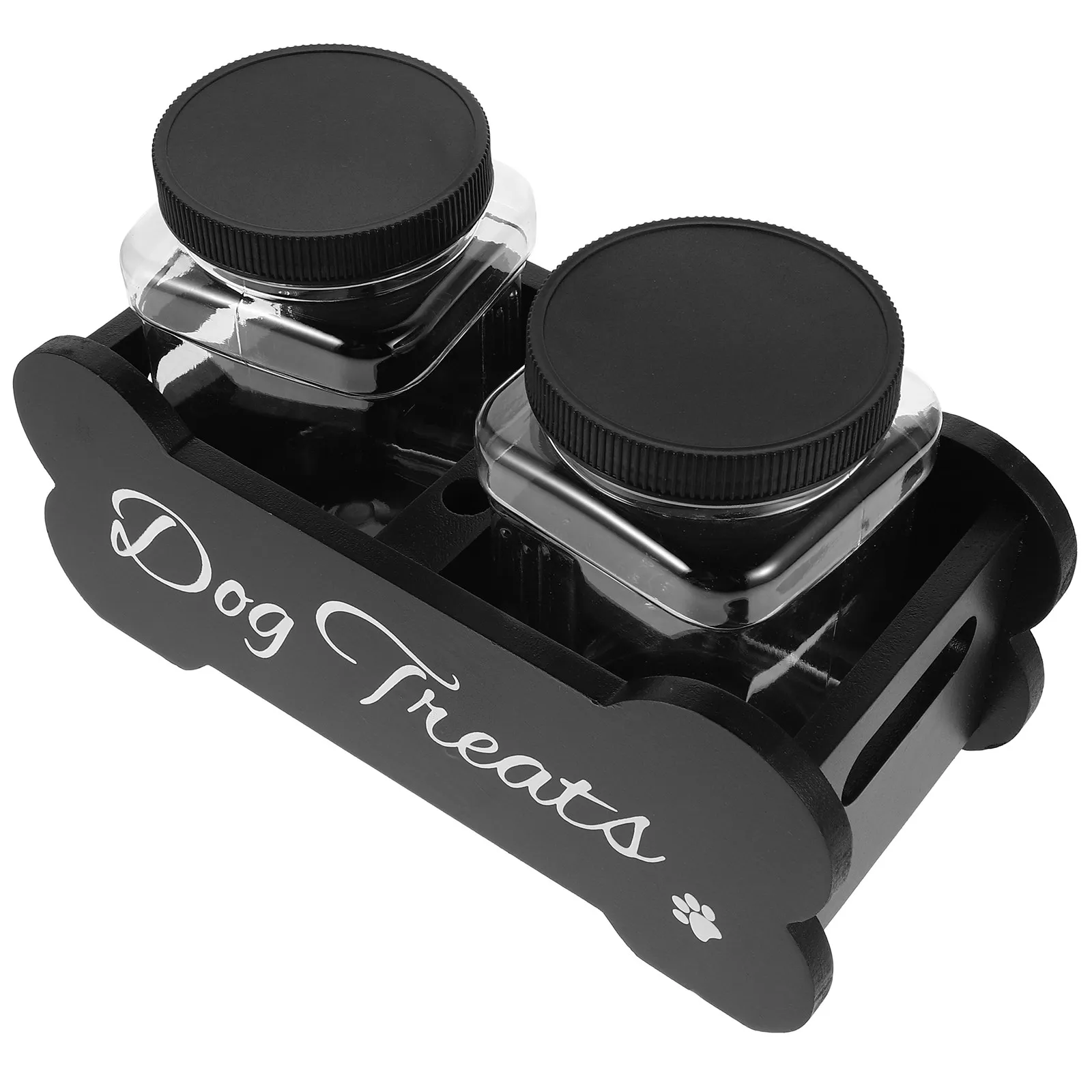 1Set Wooden Dog Treat Container Pet Food Storage Bins For Dog Elegant Design Airtight Freshness Preserving