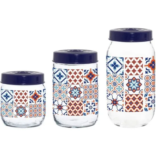 Herevin Mosaic Pattern 3 Size Glass Jar Set