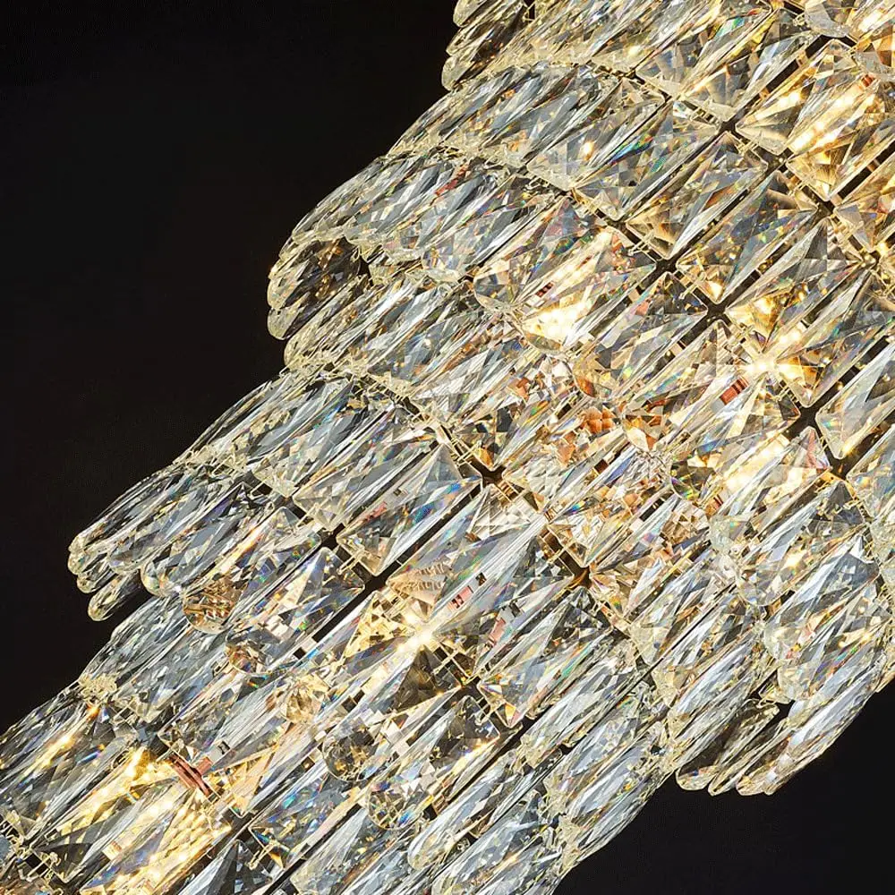 

Luxury Large K9 Crystal Chandelier For Villa Staircase Duplex Building Living Room Ceiling Lamp Gold Rotating Chandeliers