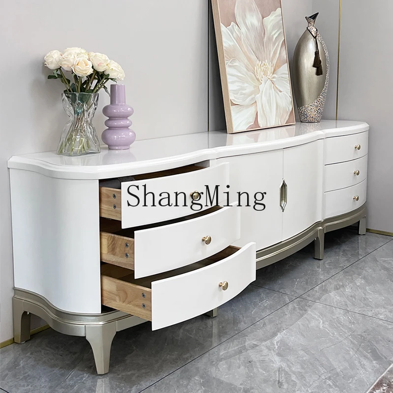 

CL Wood Cabinet Simple Modern Living Room Home Small Apartment Light Luxury Coffee Table TV Cabinet Set