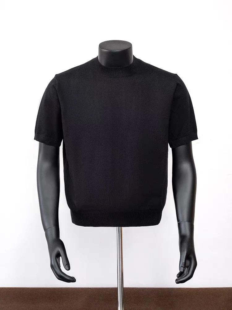 

Slim Fit Knitted ort Sve T-irt round Ne Casual Summer Cool Feeling Tee Colors Retro oulder Men's Top Youth Faion