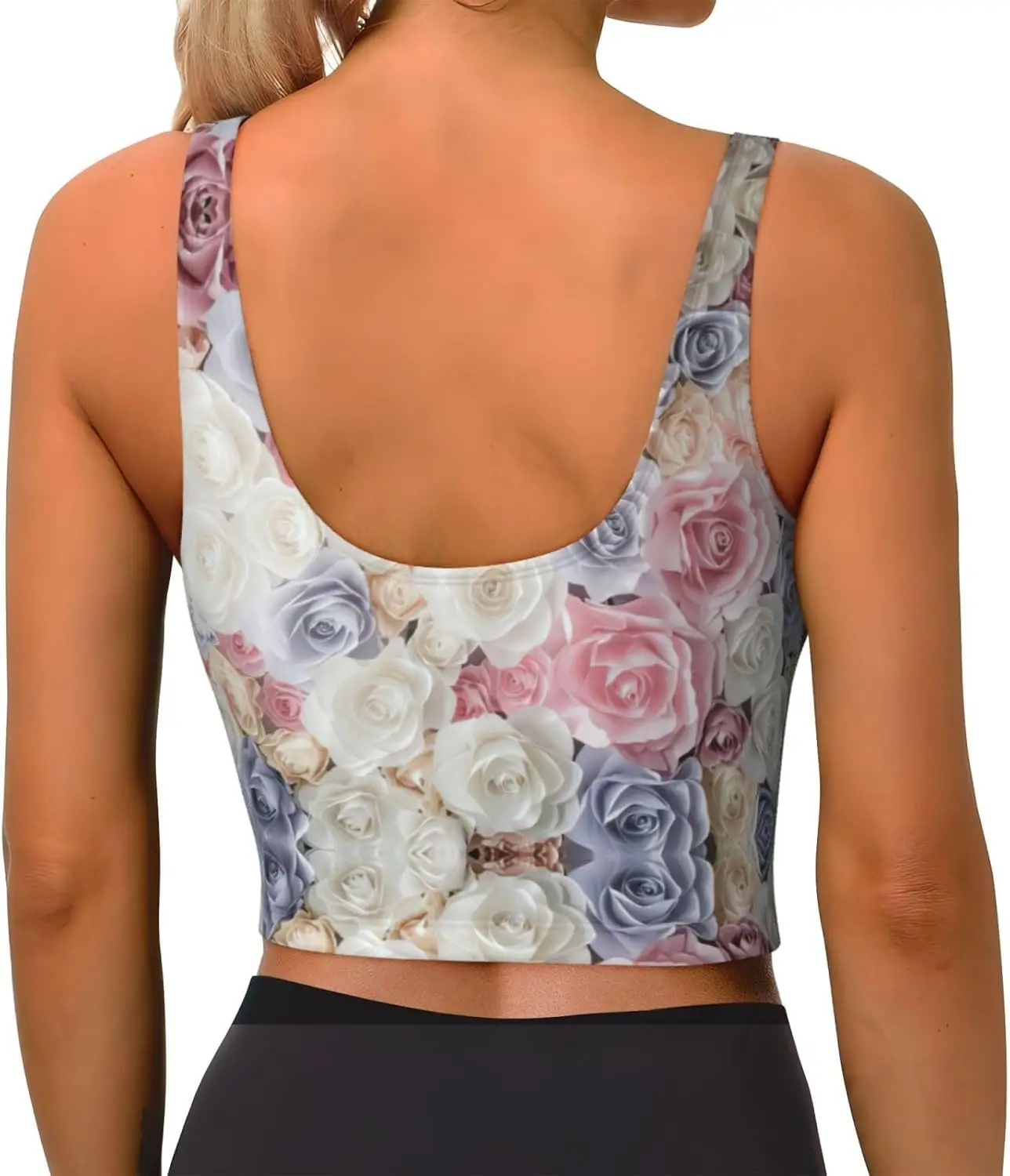 Rompi Olahraga Wanita Fashion Musim Dingin Gambar Cetak Bunga Mawar Rompi Latihan Yoga untuk Wanita Musim Panas Ringan