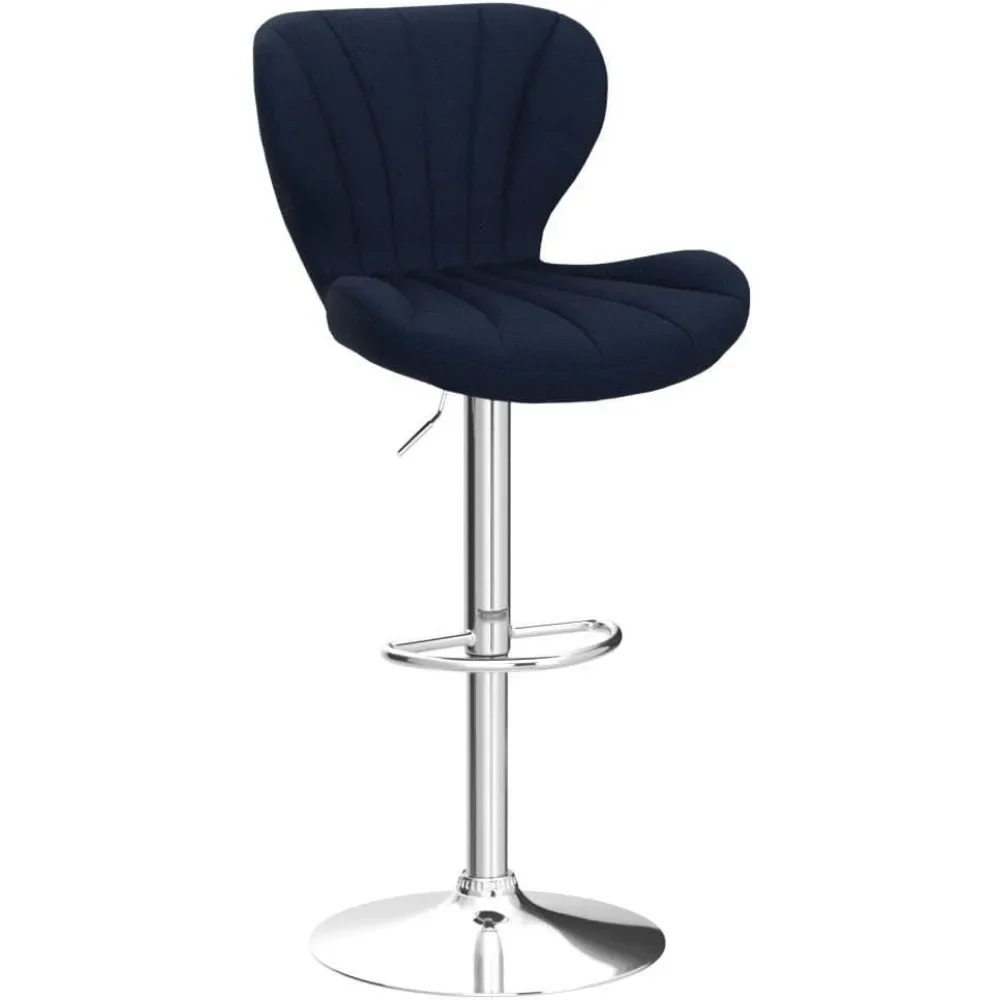 Bar Chairs, Velvet Adjustable Swivel Barstools in Blue, Set of 2 Bar Stools