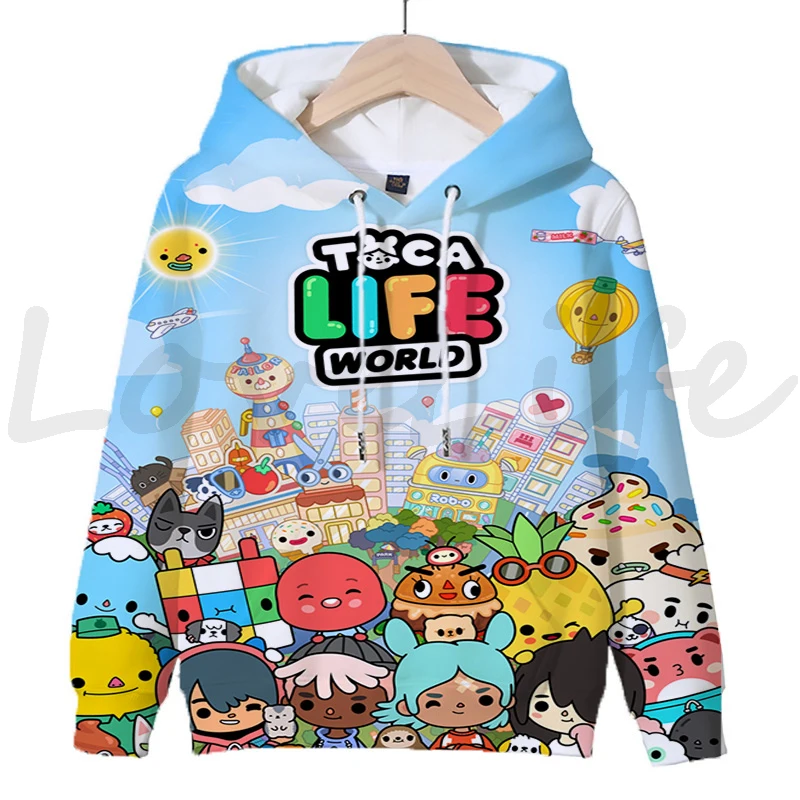 

Toca Life World Hoodies Children Cartoon 3D Print Sweatshirts Tops Boys Girls Long Sleeve Pullovers Kids Autumn Sudadera Hoodie