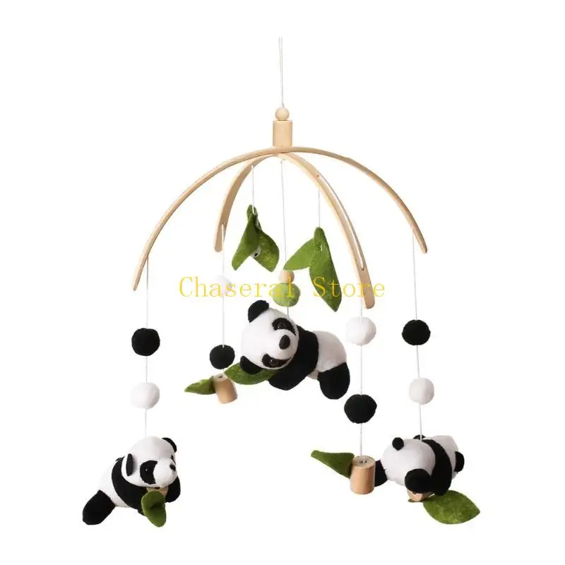 E7CE Panda Shaped Plush Hanging Rattle Toy Accessories Early Educational Toy Bed Around Hanging Supplies