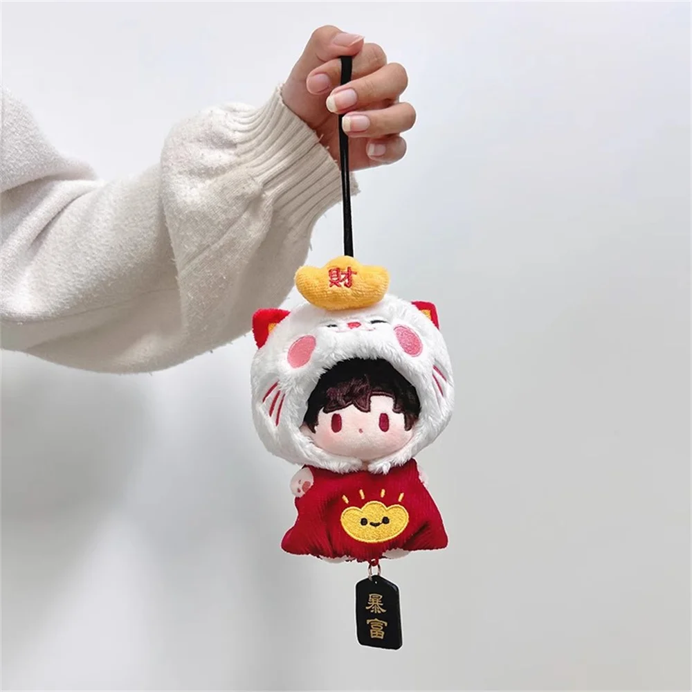 Original Lucky Apple Panda Cat Headwear Jumpsuit Suit For 10cm Doll Toy Costume Clothes Cute Pendant Cosplay Kids Gift