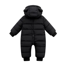 Children's Winter Overall Baby Girls Boys Romper Warm Hooded Snowsuit Windproof Jumpsuit Coat Padded Outwear Warm Clothes 0-18M