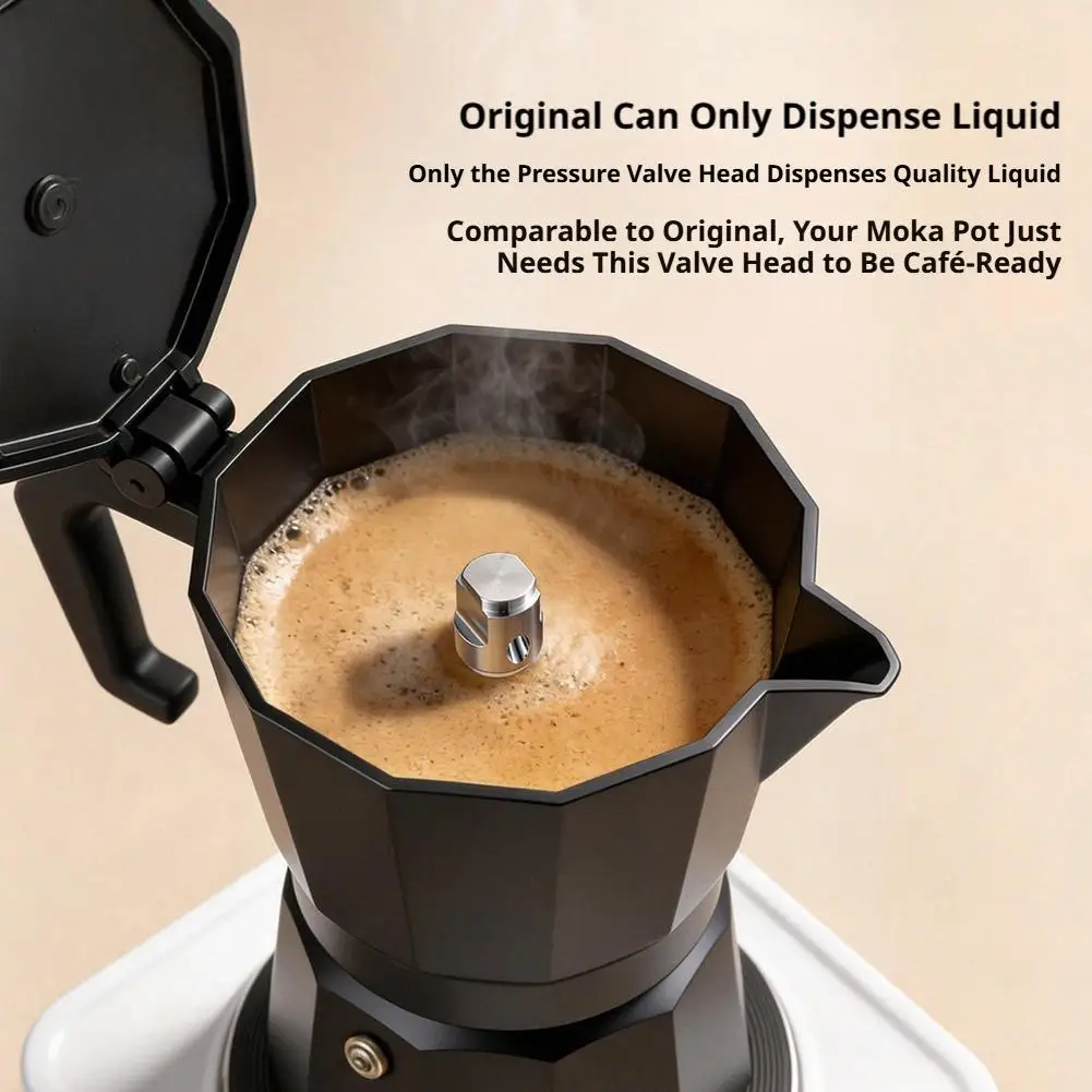 Moka Pot Pressure Valve Head Aluminum Safety Release Valve with Food-Grade Seal for Espresso Coffee Makers Coffee Maker Access