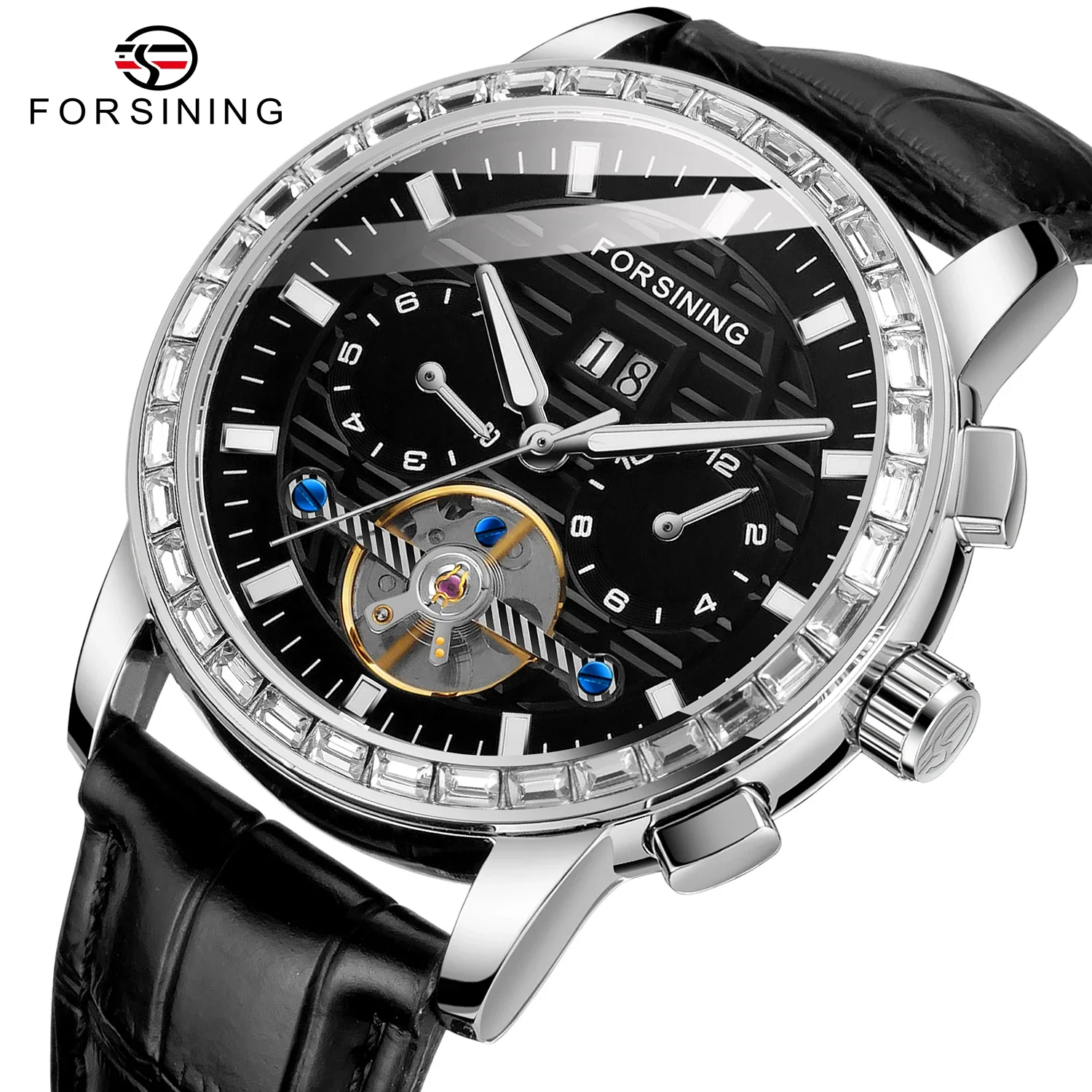 

Forsining Men's Watch Luxury With Leather Strap Luminous Watches Quality Tourbillo Automatic Mechanical For Man Wriswatch