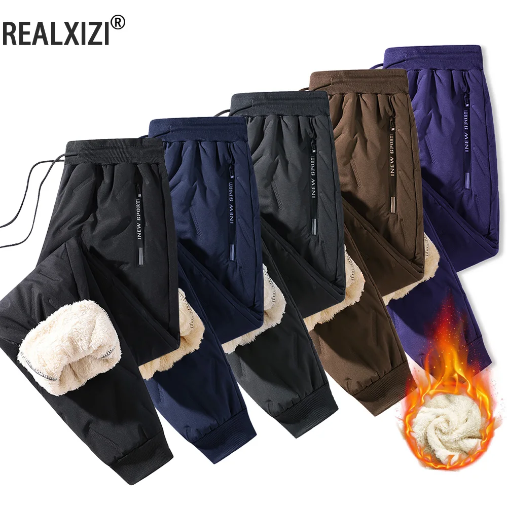 

Флисовые теплые зимние мужские брюки, повседневные утепленные брюки для бега для мужчин, брюки с термоподкладкой, уличные водонепроницаемые ветрозащитные брюки