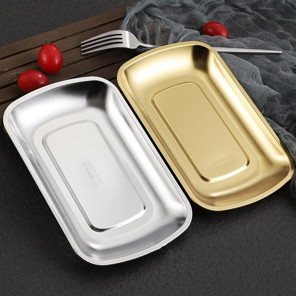 

Rice Roll Plate Thickened Stainless Steel Anti drop Snack Tray Easy Clean Home Restaurant Use Kitchen Barware Set