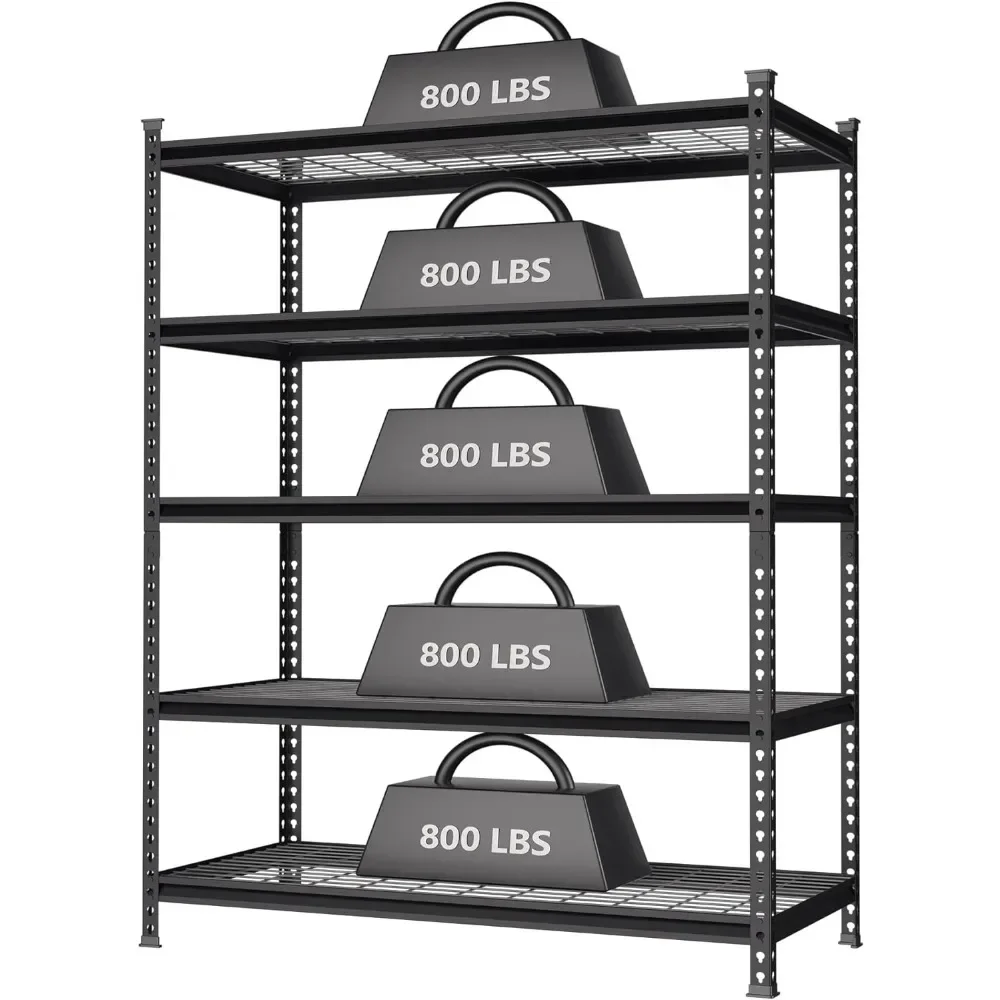 5-Tier Metal Shelving Unit, Heavy Duty Adjustable Storage Rack, 4000 lbs Load Capacity, for Basement, Warehouse, Workshop