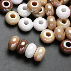 20Pcs 15mm Acrylic Jewelry Beads White Round Big Hole Spacer Loose Beads For DIY Handicrafts Necklace Bracelet Earrings Making