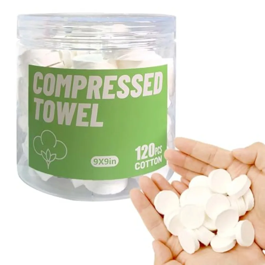 120 Pcs Compressed Towel Tablets Compressed Washcloths ForTravel Camping Towel Coin Towels Expandable WipesDisposable Face Towe