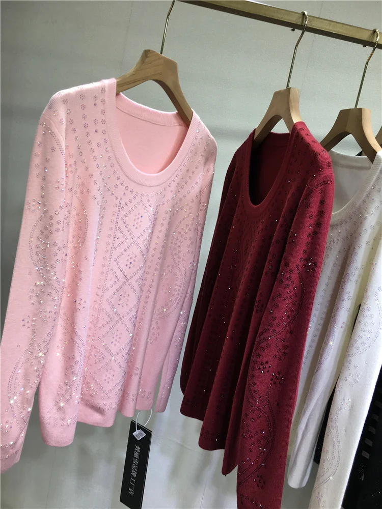 Geometric Pattern Diamonds Female Sweaters All-match Autumn Winter Long Sleeve Basic Shirt Elegant Women Knitted Pullover Top