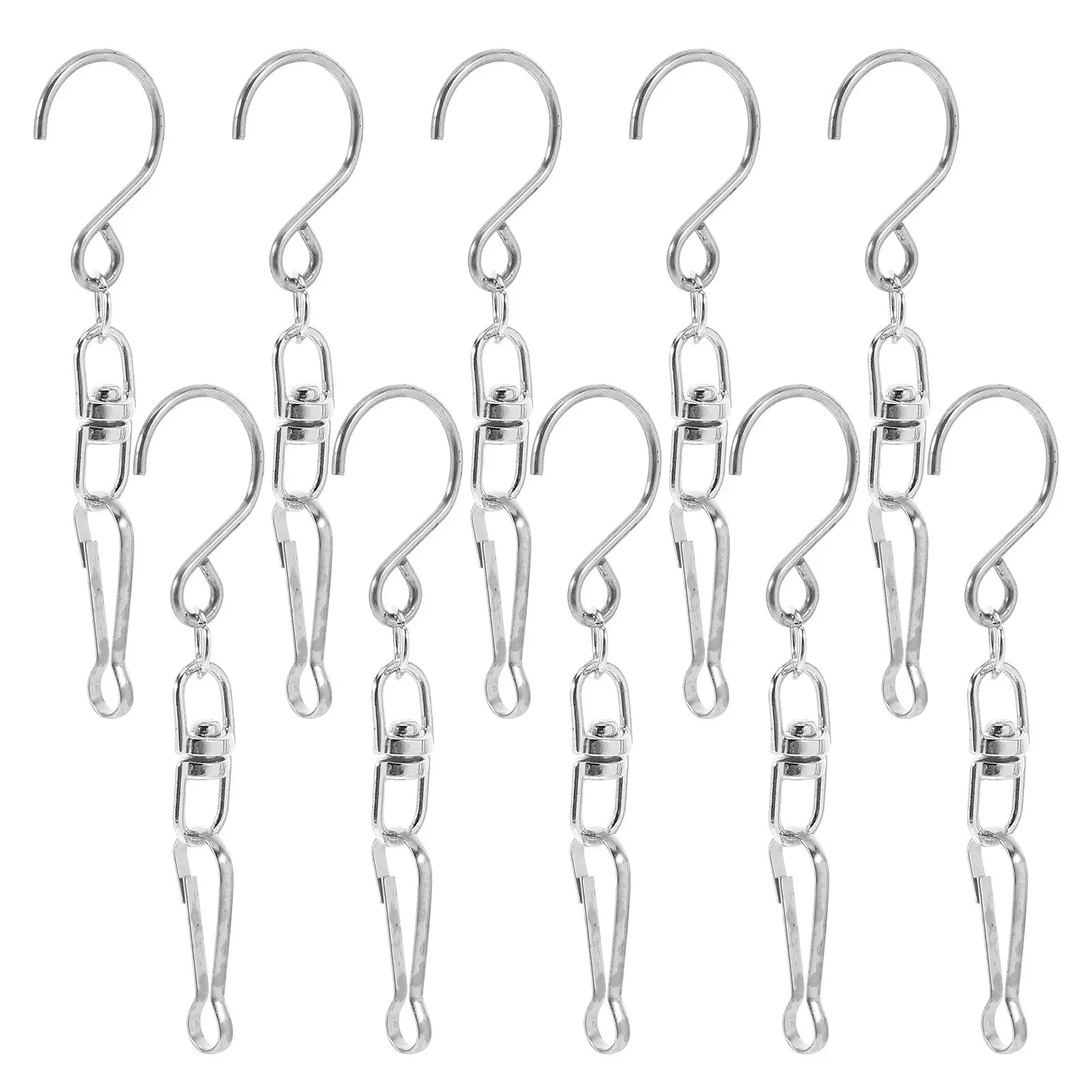 Rotating Wind Chime Hooks 10 Pack Heavy Duty Zinc Alloy Swivel Hangers for Outdoor Gutter Porch Tree Windsocks
