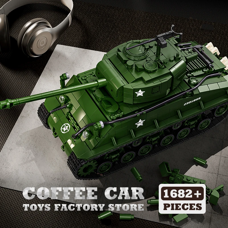 US Army M4 Tank Building Blocks Puzzle Toys Collectors M26 Panzer MOC Bricks Military Model Kits Adult Birthday Gifts Home Decor