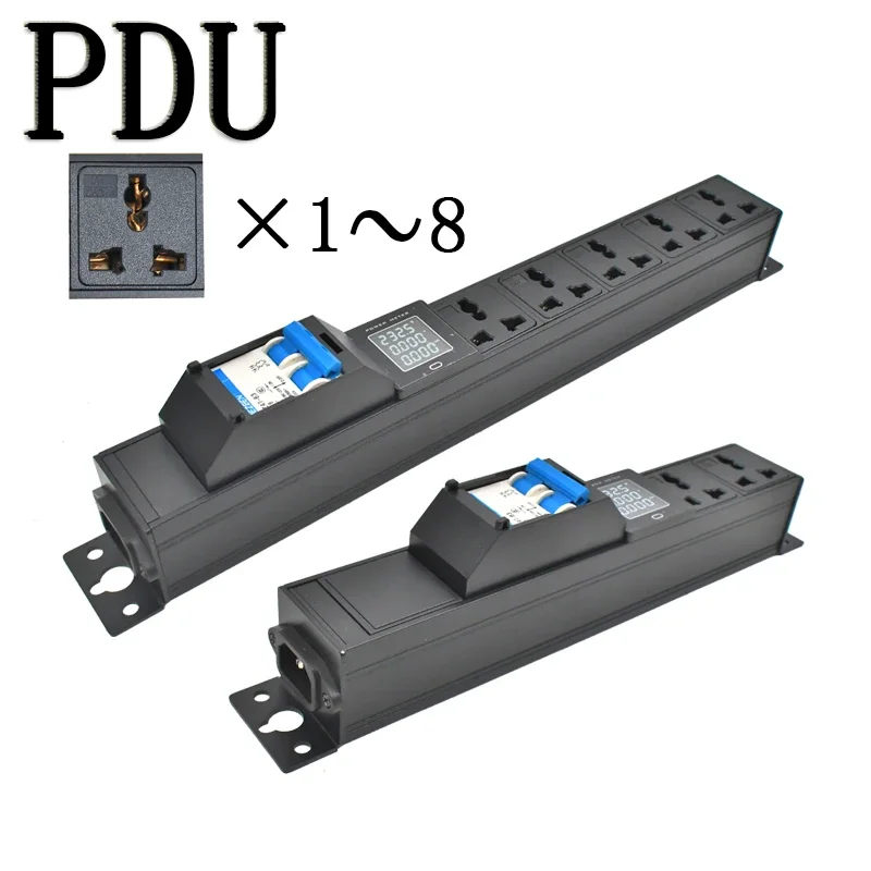 PDU power strip network cabinet rack1-8AC10A universal socket 16A air switch 1-8AC with ammeter No extension cable