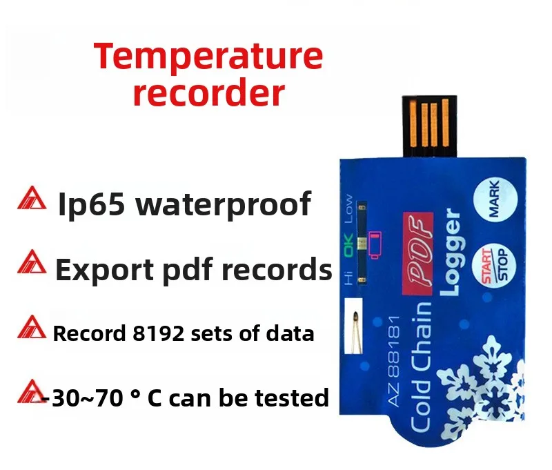 

AZ88181 Disposable Temperature Recorder Container Cold Chain Transportation Temperature Record