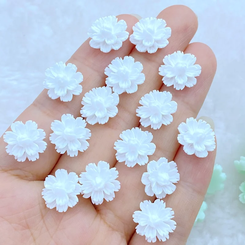 60Pcs New Cute 12mm Mini Little Flower Series Resin Flatback Ornament Jewelry Making Manicure Hairwear Accessories