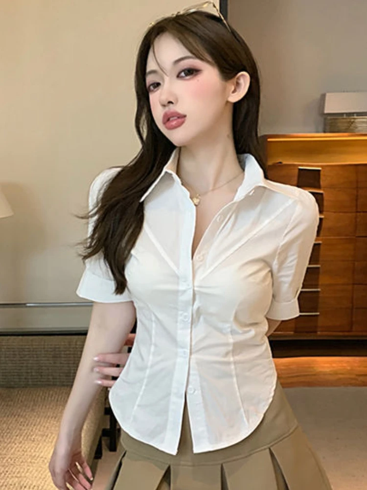 Shirts Women Casual Sexy Female Hotsweet Summer Mature New Korean Style Slim Sweet Temperament Charming Minimalist Popular Ins